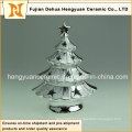 Prata Cerâmica árvore de Natal forma suporte titular da vela para decoração